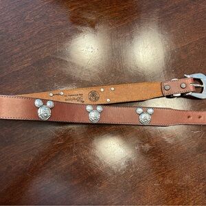 Brighton x Disney Brown Belt with Silver Mickey Mouse Accents